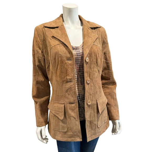 Vintage Tan Suede Western Patchwork Jacket - Picture 1 of 11